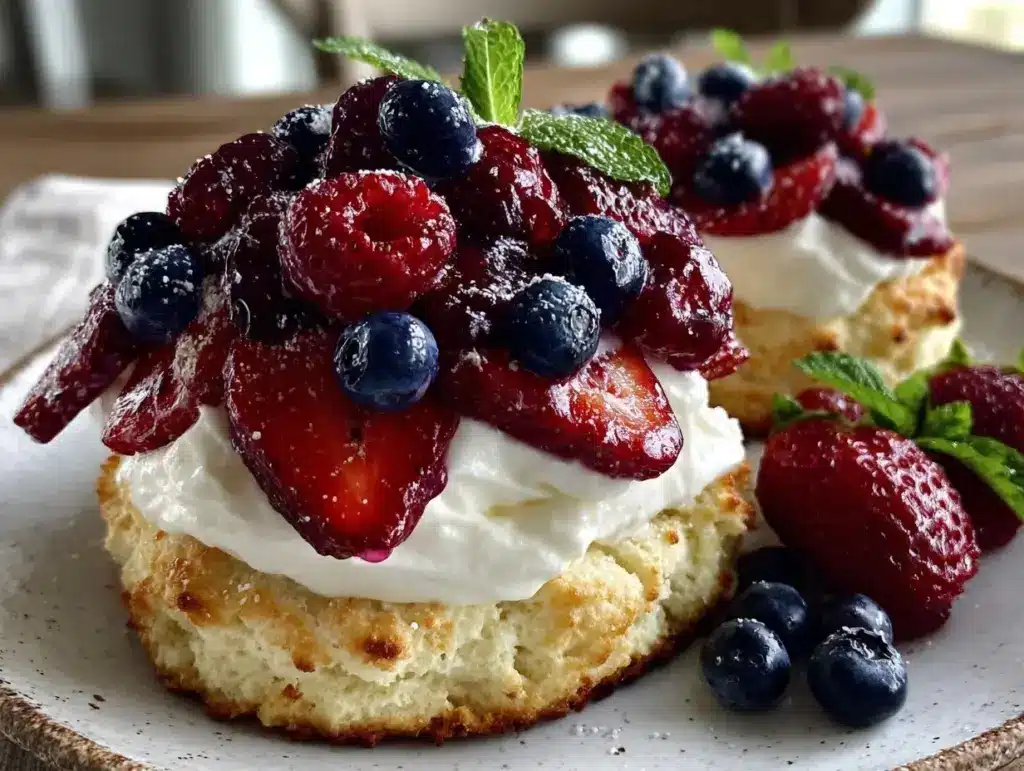 easy fluffy star-spangled berry shortcake - featured image