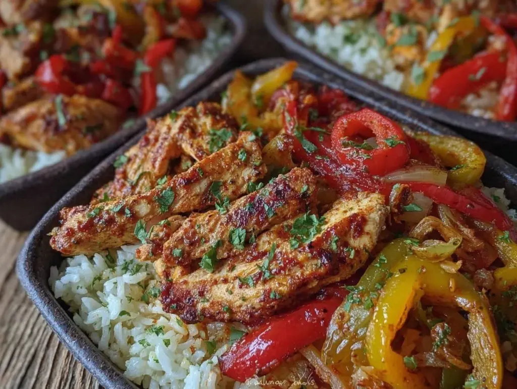 easy sheet pan chicken fajita meal prep bowls - featured image