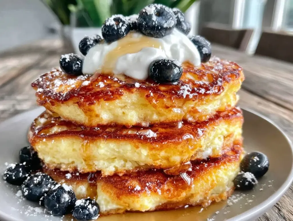 fluffy greek yogurt protein pancakes - featured image