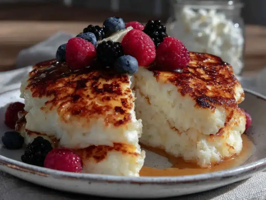fluffy high-protein cottage cheese pancakes - featured image