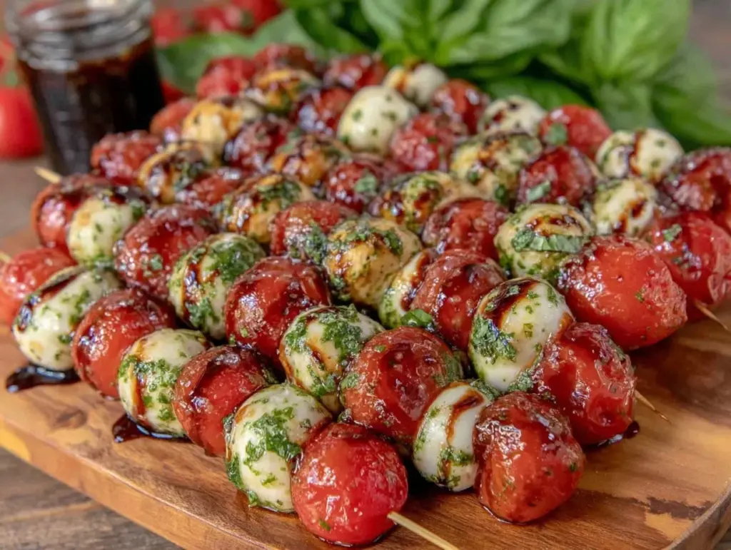 fresh caprese skewers - featured image