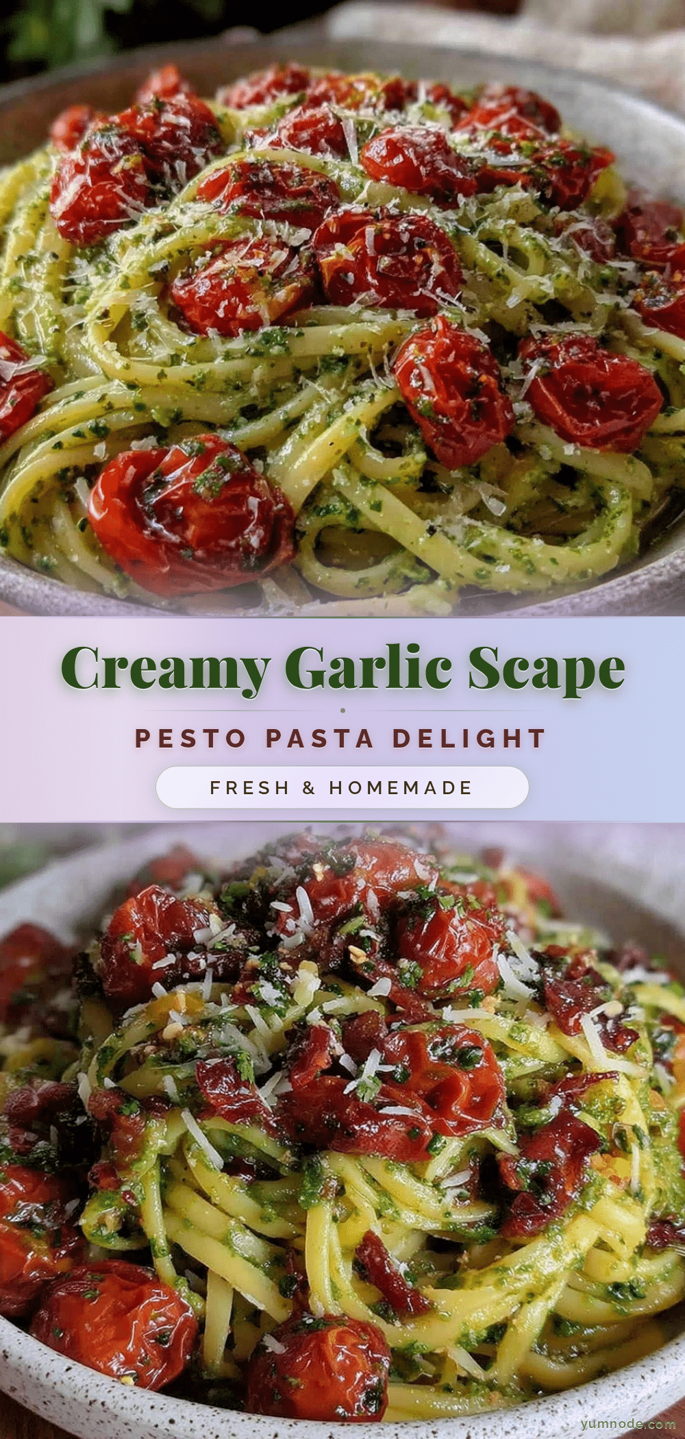 fresh garlic scape pesto pasta recipe