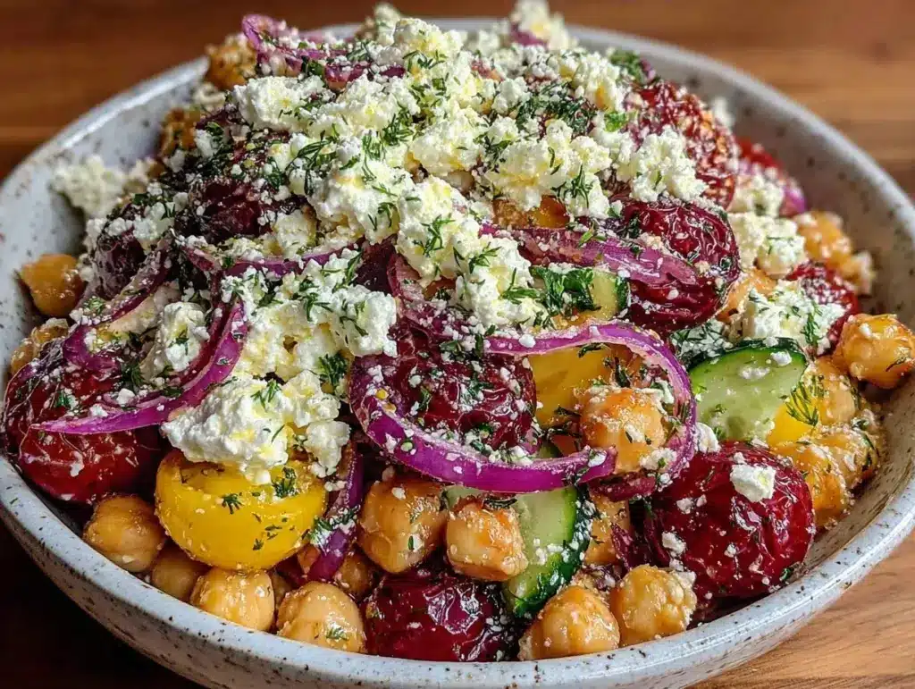 fresh greek chickpea salad - featured image
