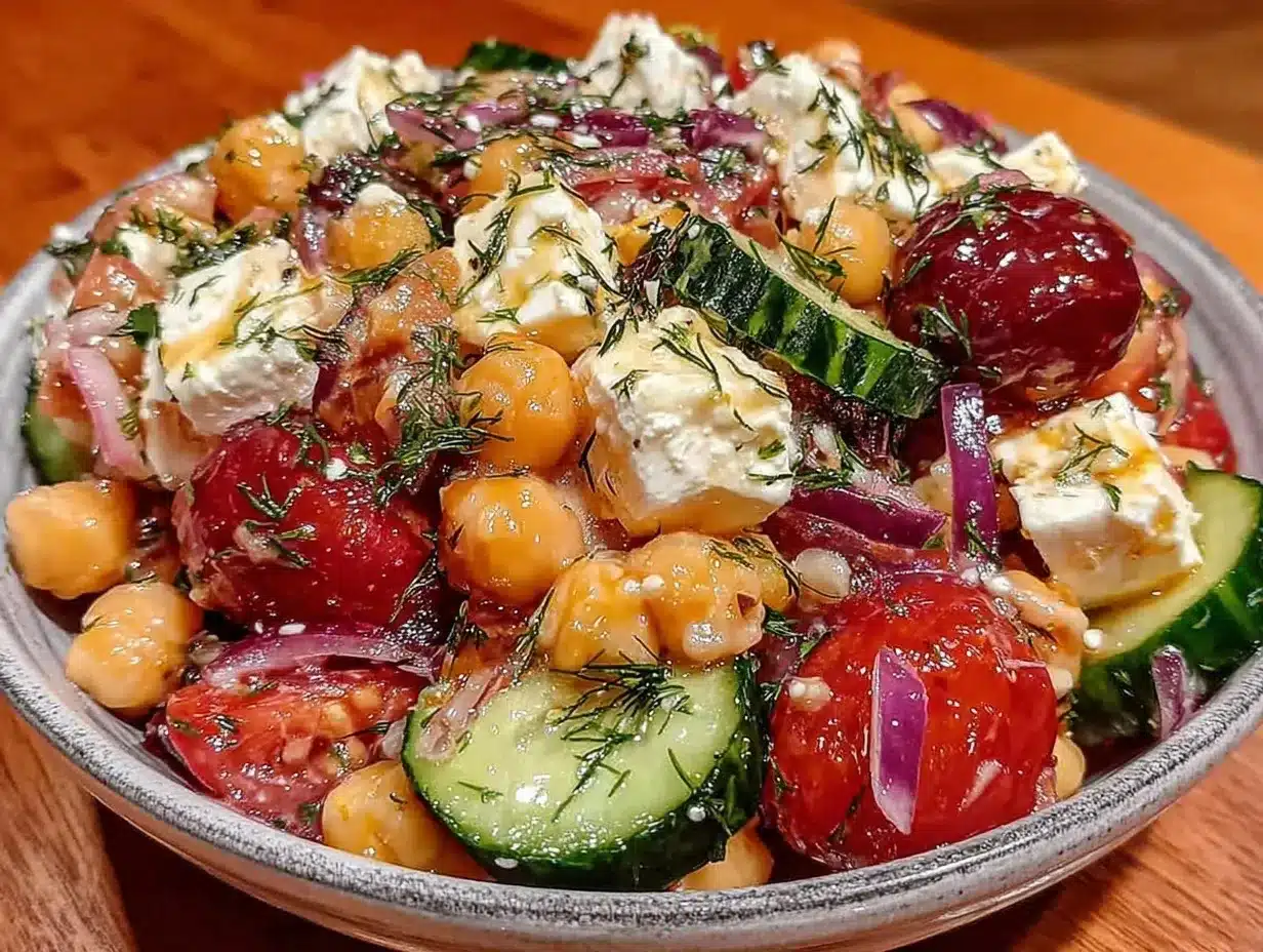 fresh greek chickpea salad preparation steps