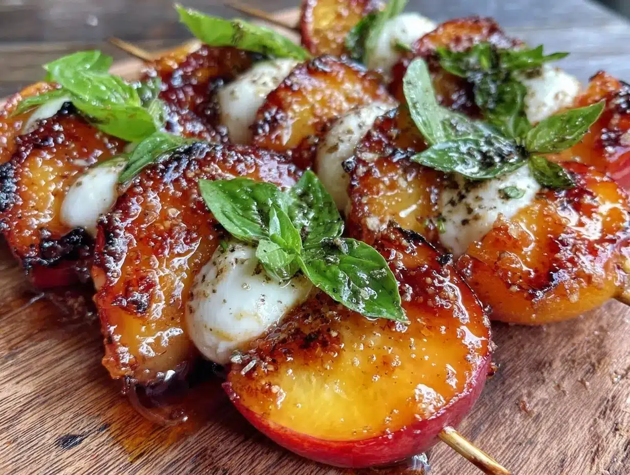 fresh grilled nectarine caprese skewers preparation steps