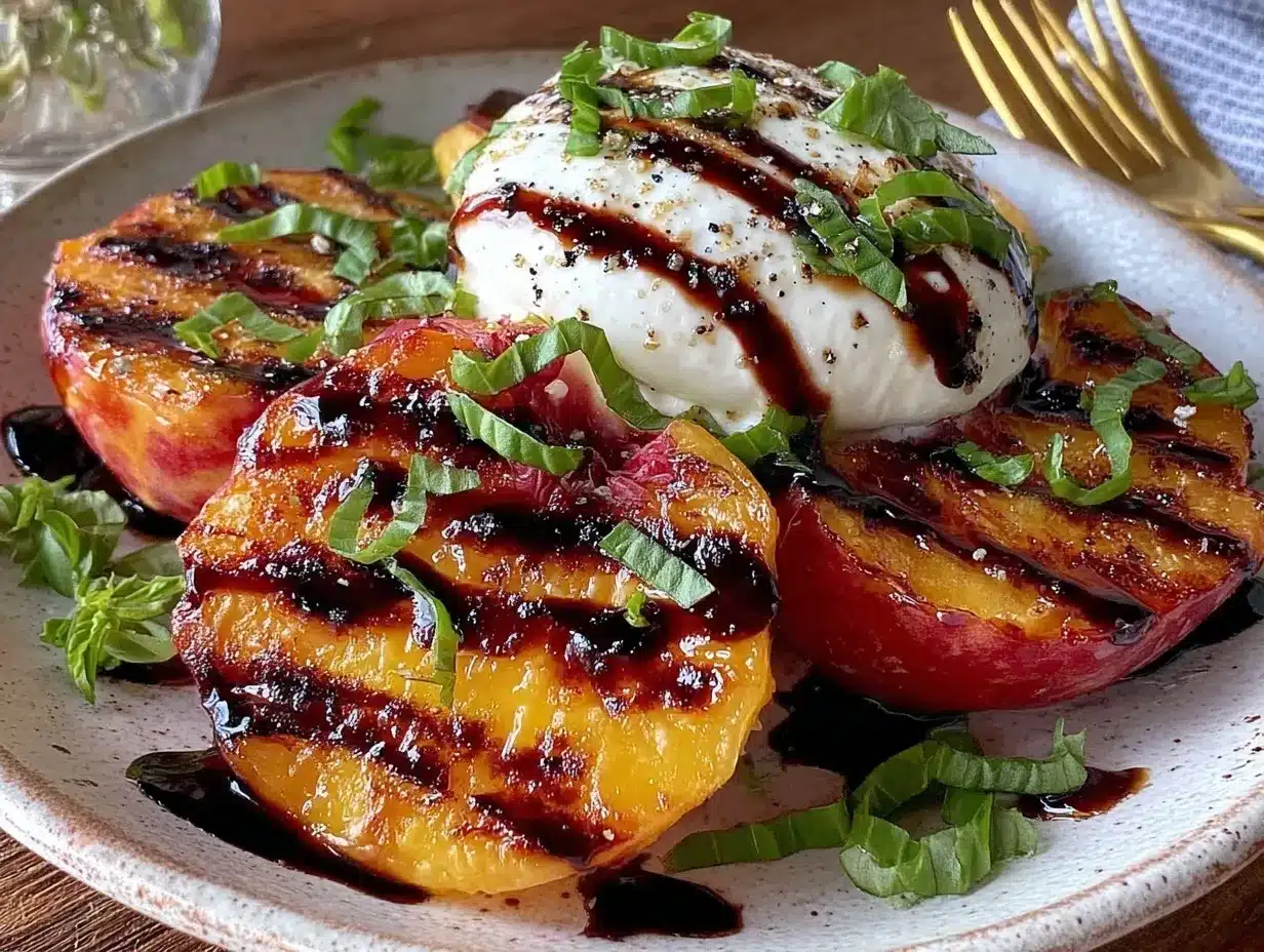 fresh grilled peach and burrata salad preparation steps