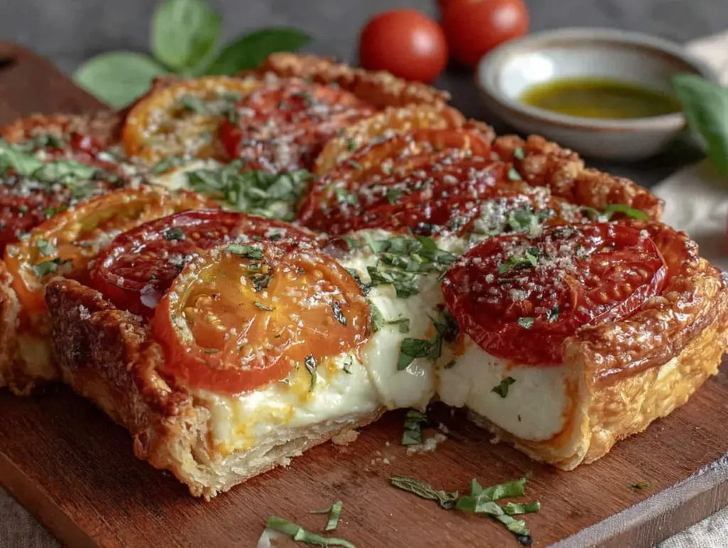 fresh heirloom tomato mozzarella tart - featured image