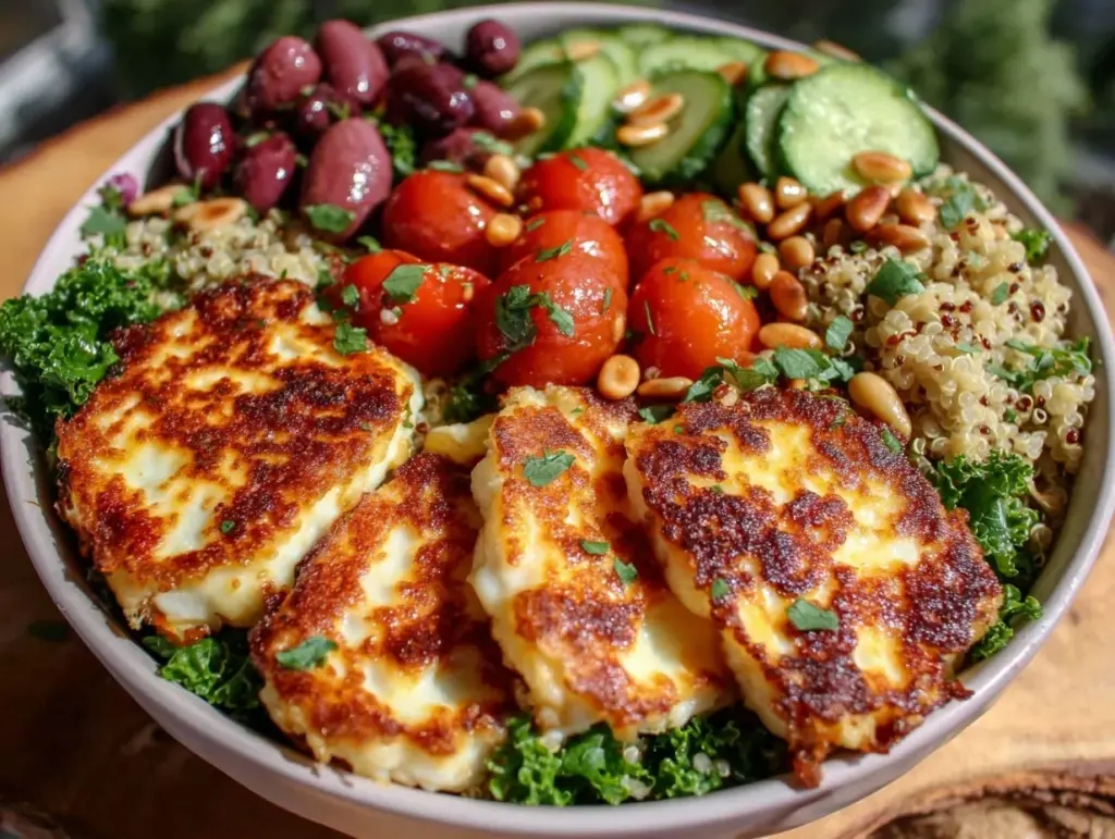 fresh mediterranean quinoa bowl - featured image