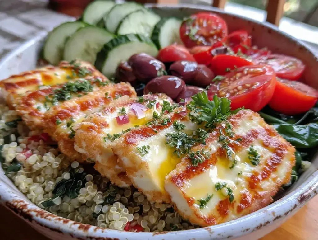 Fresh Mediterranean Quinoa Bowl with Grilled Halloumi - featured image