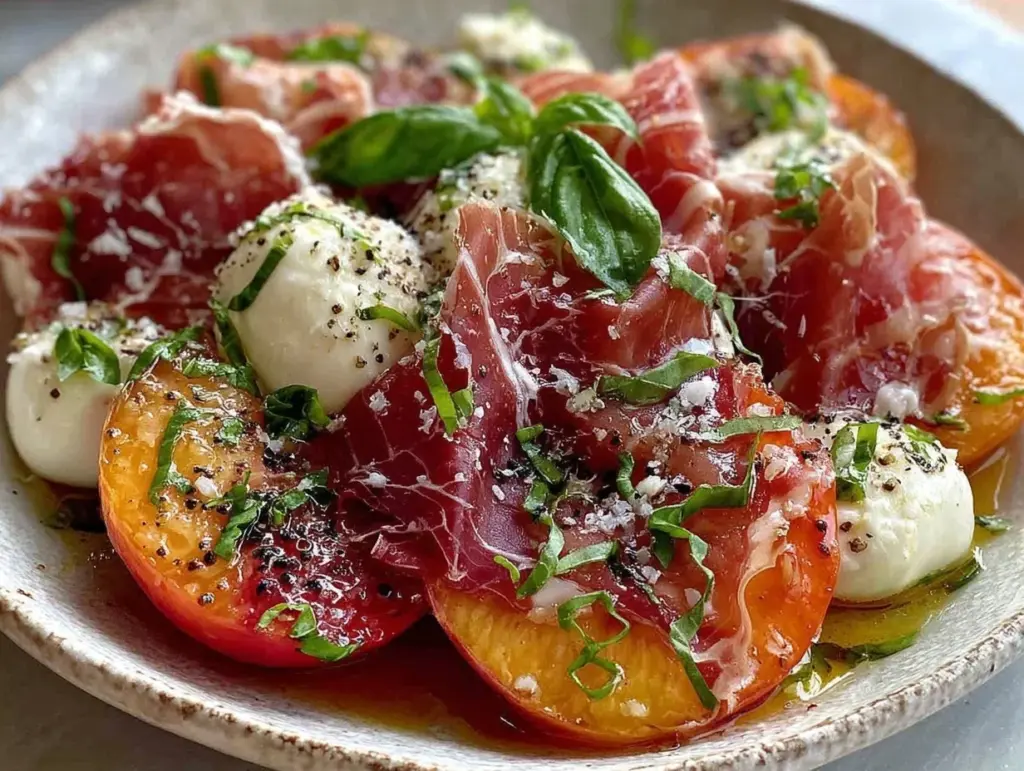 Fresh Nectarine Caprese Salad with Prosciutto - featured image