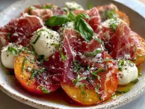Fresh Nectarine Caprese Salad with Prosciutto - featured image
