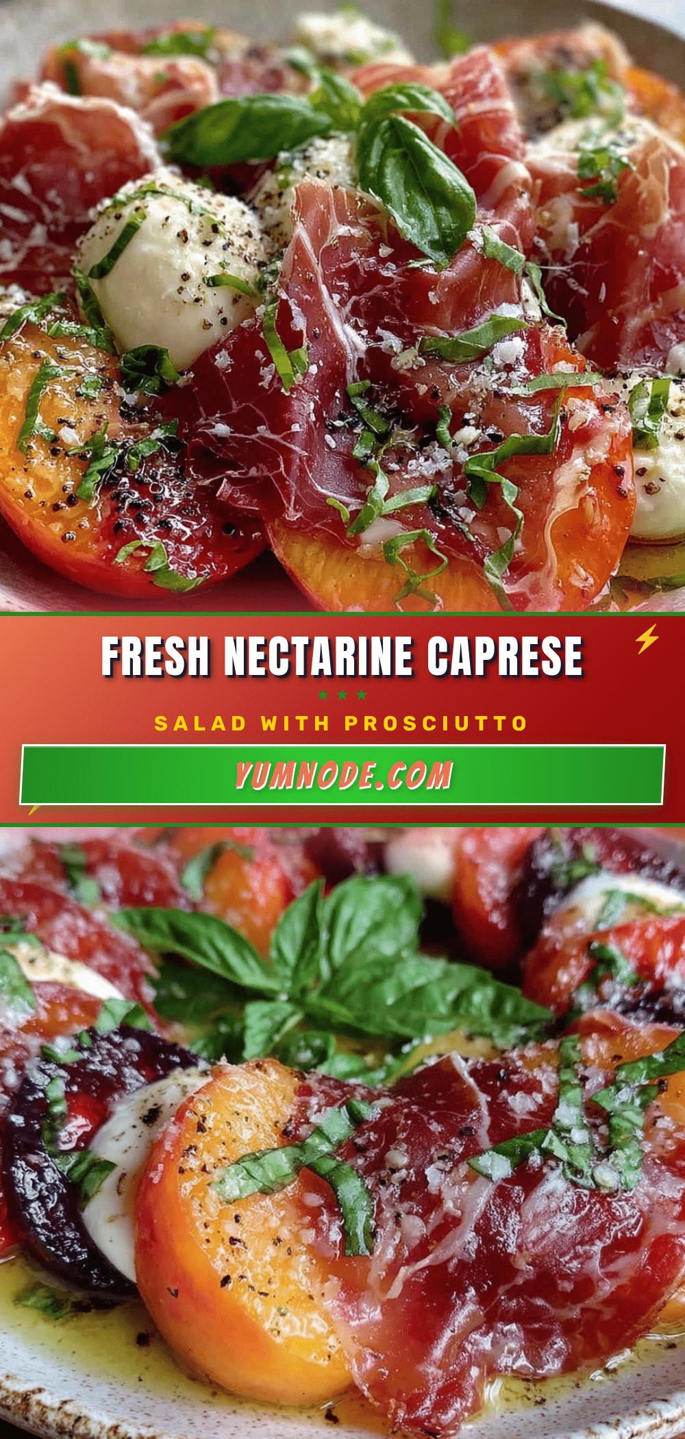 Fresh Nectarine Caprese Salad with Prosciutto recipe