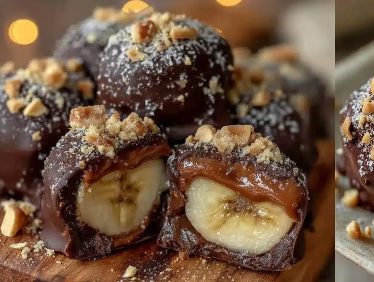 frozen chocolate peanut butter banana bites preparation steps