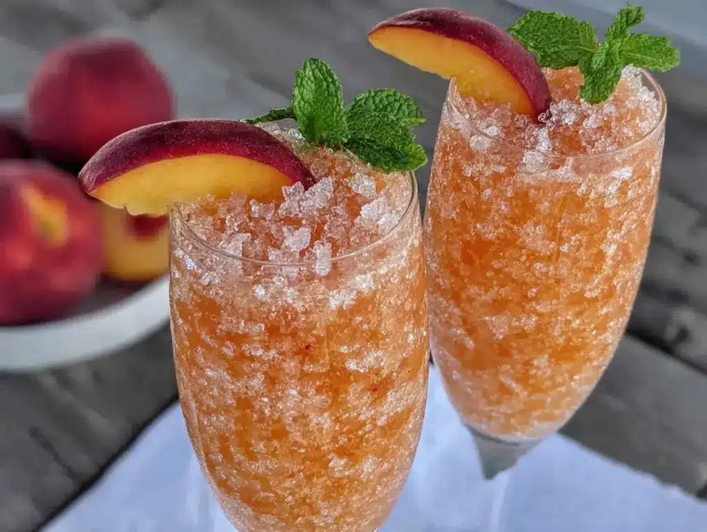 frozen peach bellini slushies - featured image