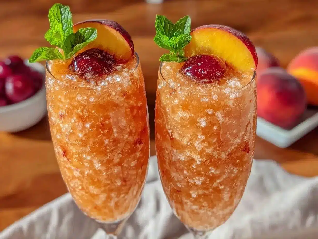 frozen peach bellini slushies preparation steps