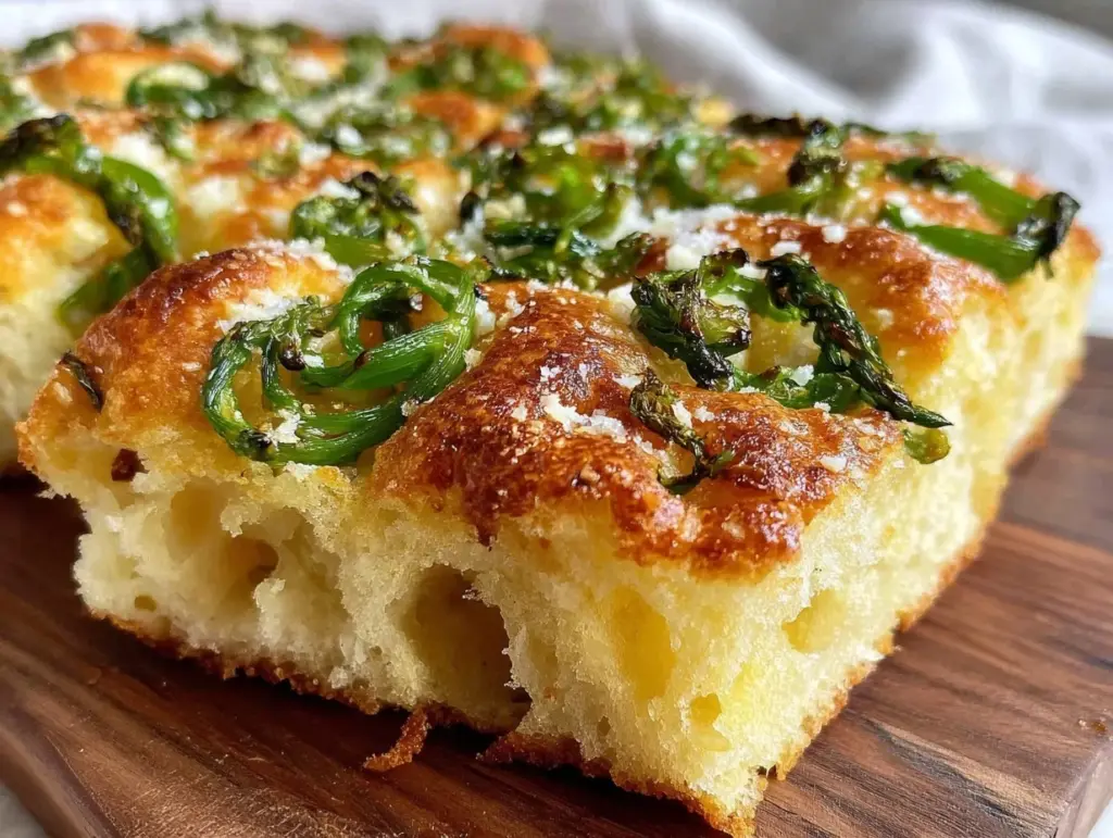 garlic scape focaccia bread - featured image