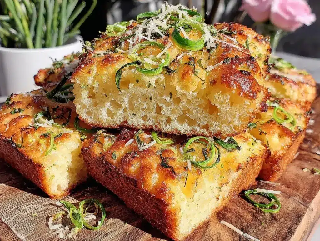 garlic scape focaccia bread - featured image