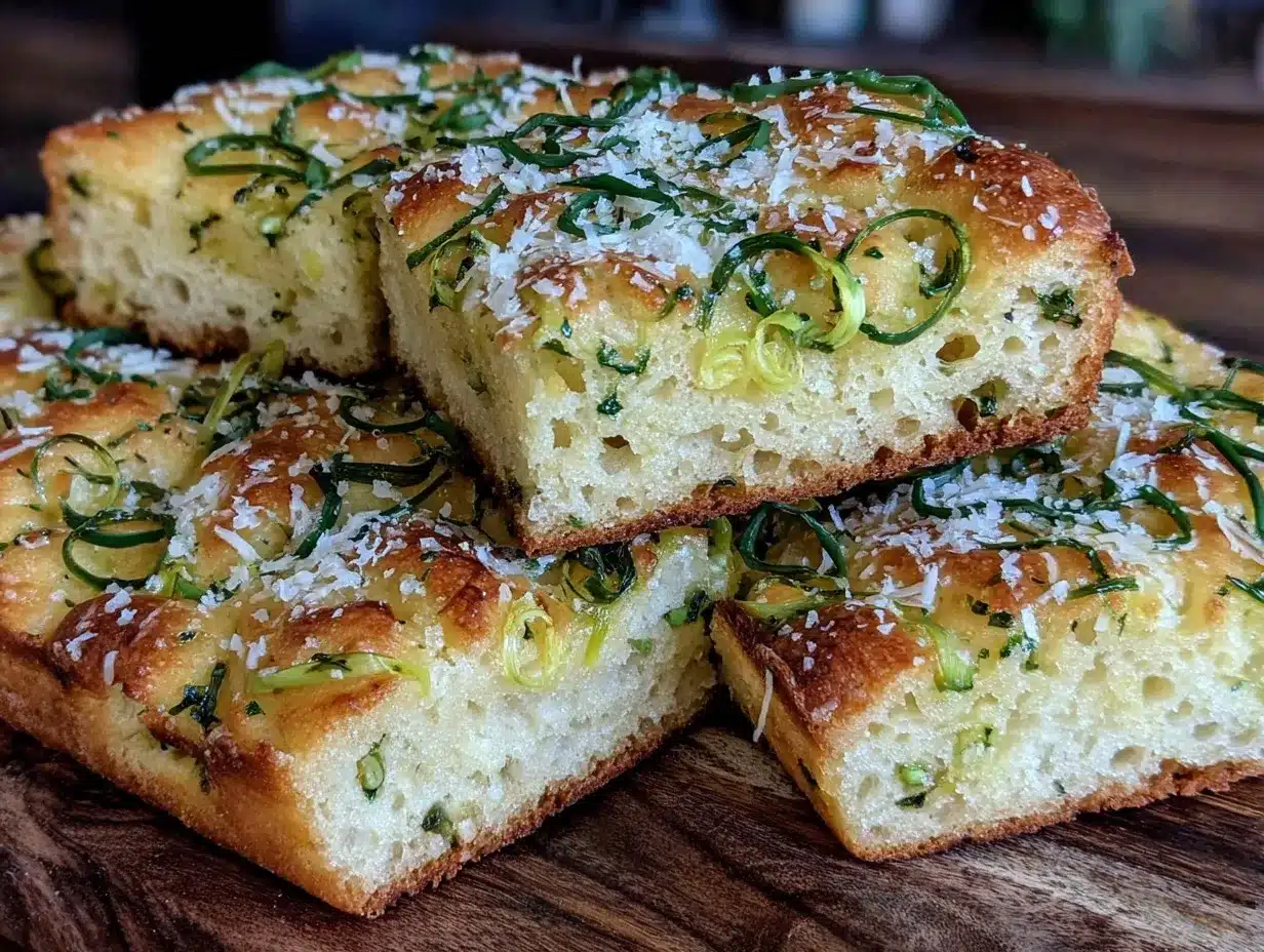 garlic scape focaccia bread preparation steps