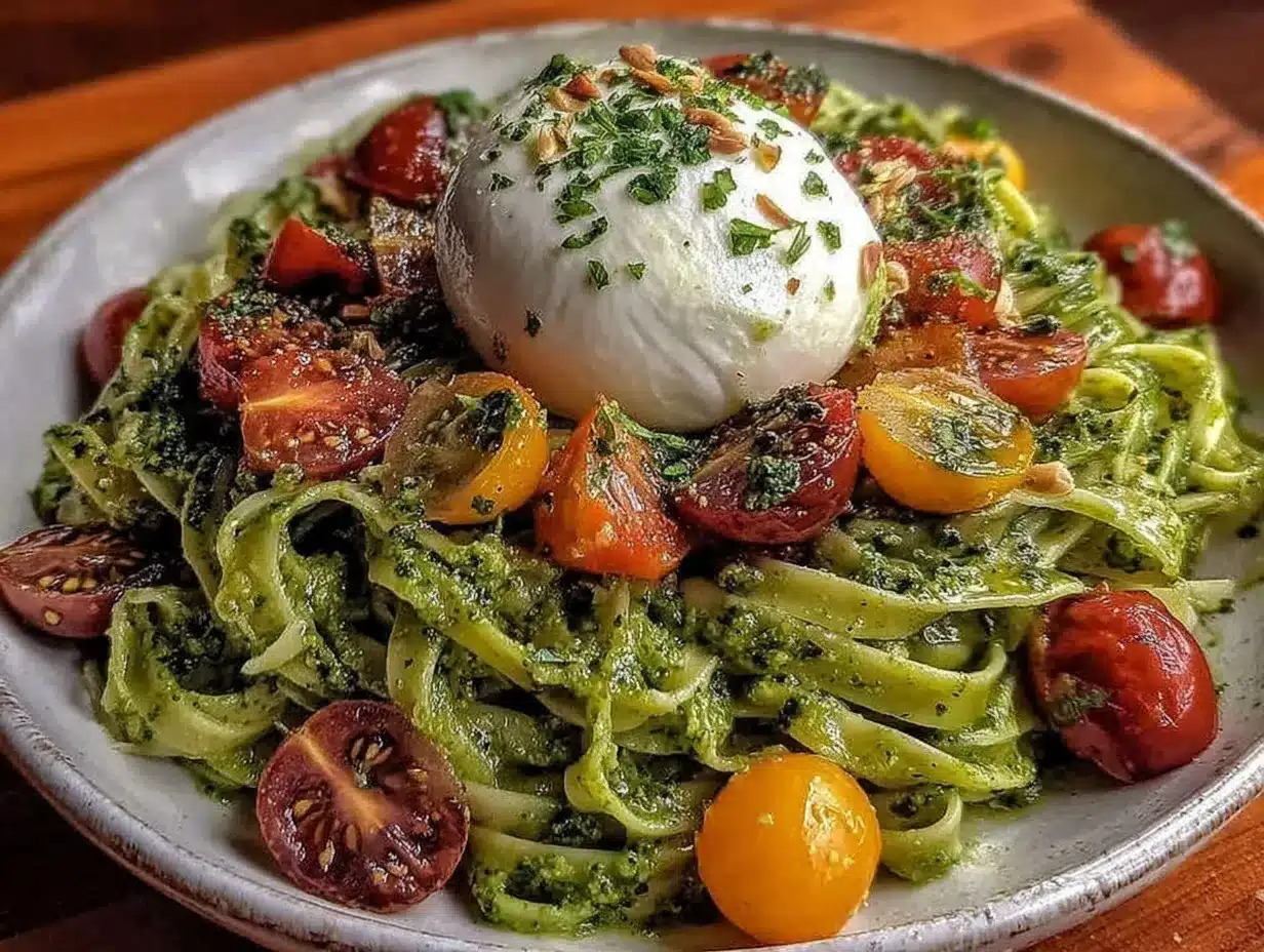 garlic scape pesto pasta preparation steps