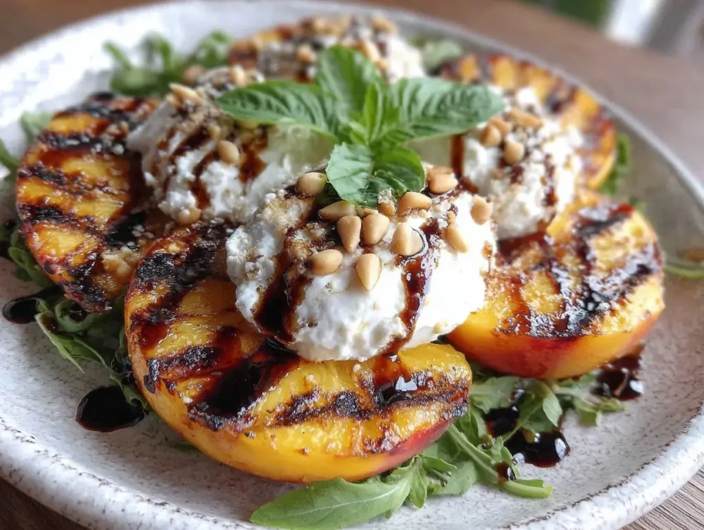 grilled peach and burrata salad - featured image