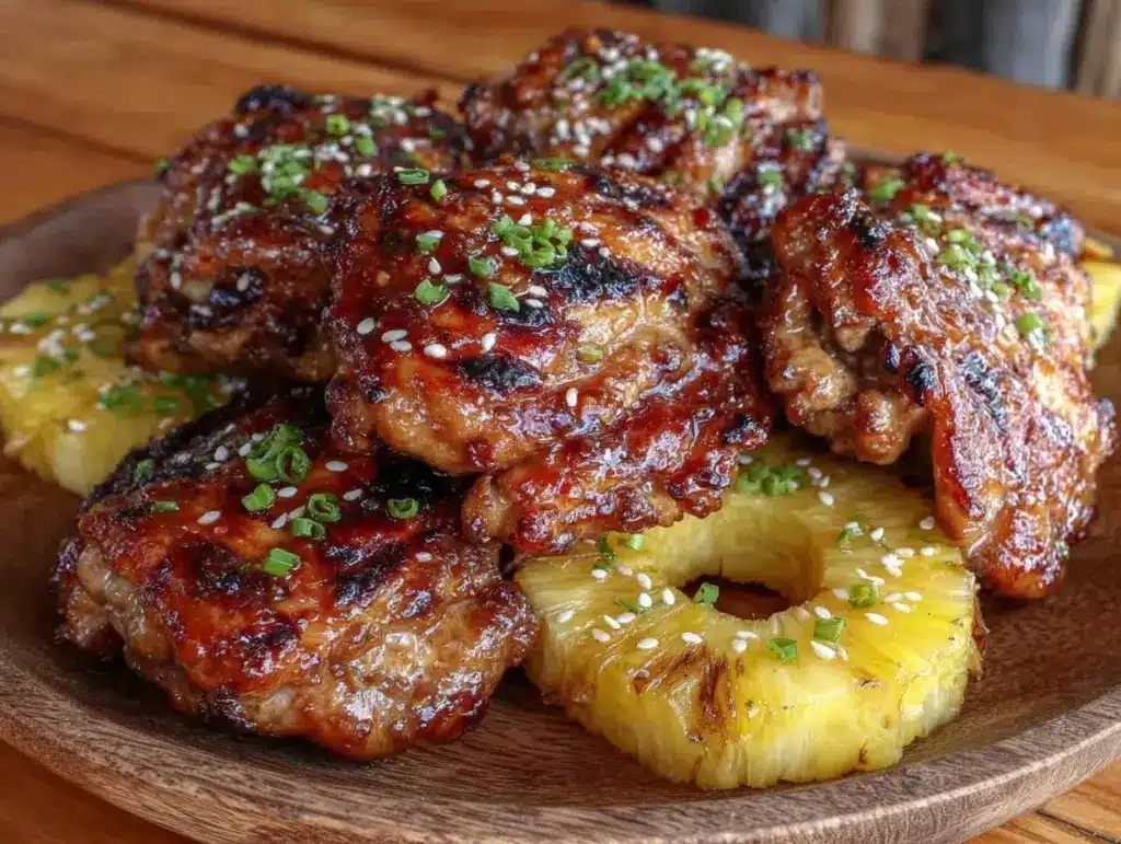 grilled pineapple teriyaki chicken thighs - featured image