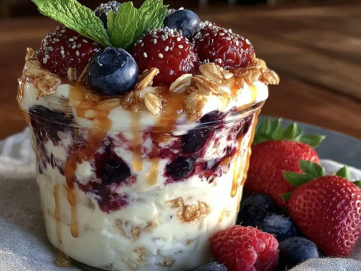 healthy Greek yogurt protein parfait preparation steps