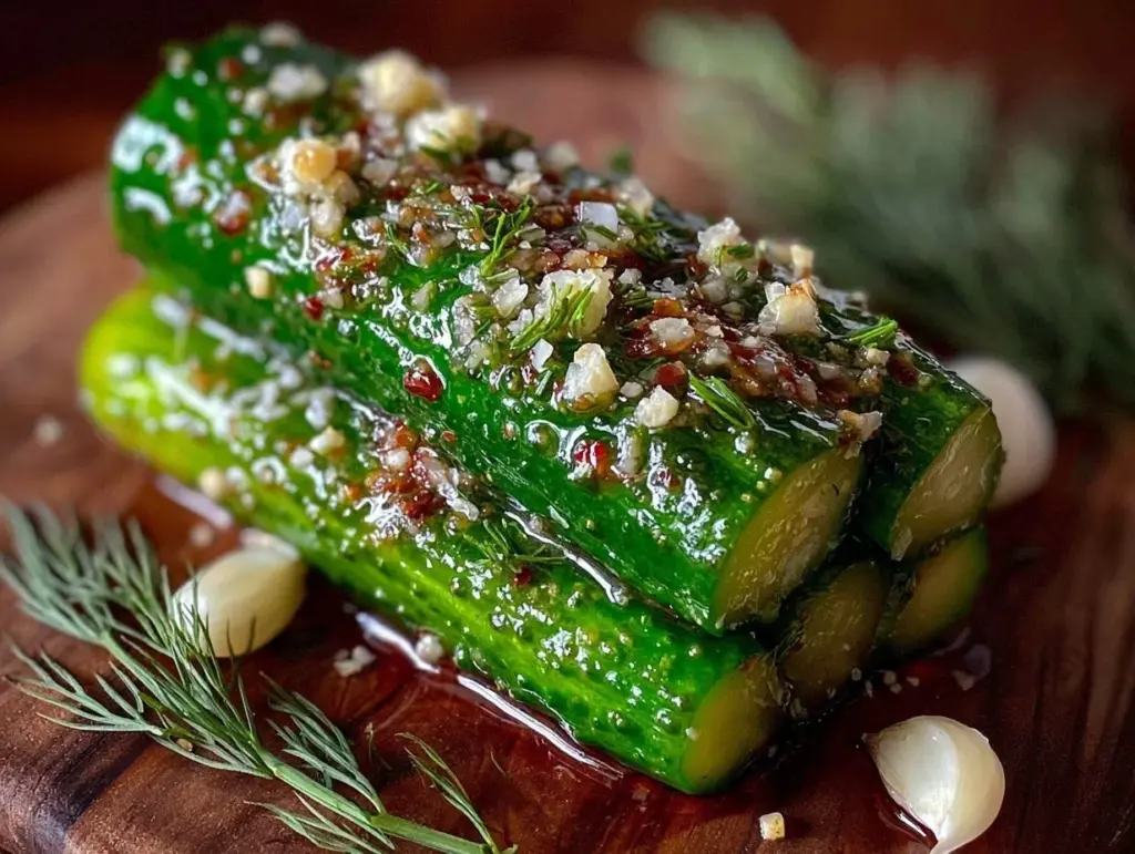 homemade dill garlic refrigerator pickle spears - featured image