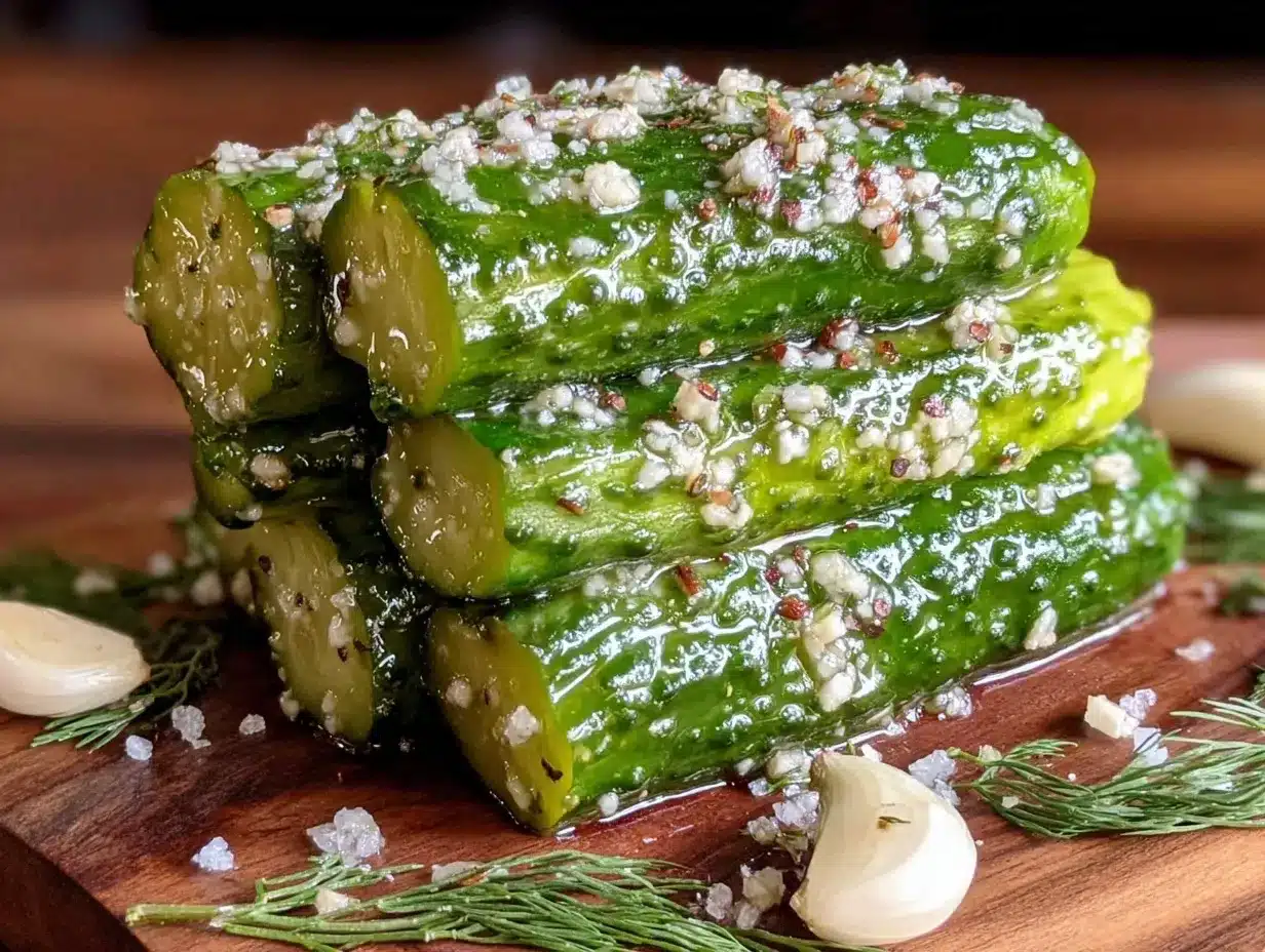 homemade dill garlic refrigerator pickle spears preparation steps