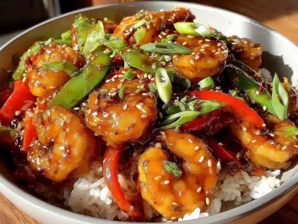 honey garlic shrimp stir-fry - featured image