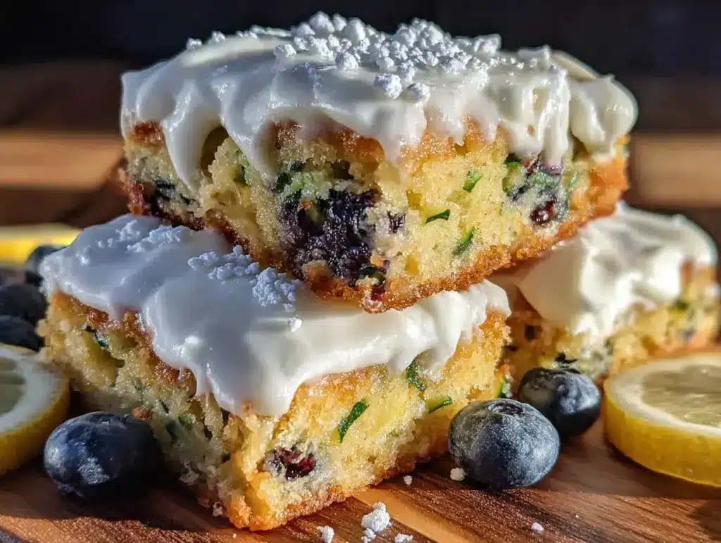 lemon blueberry zucchini bars - featured image