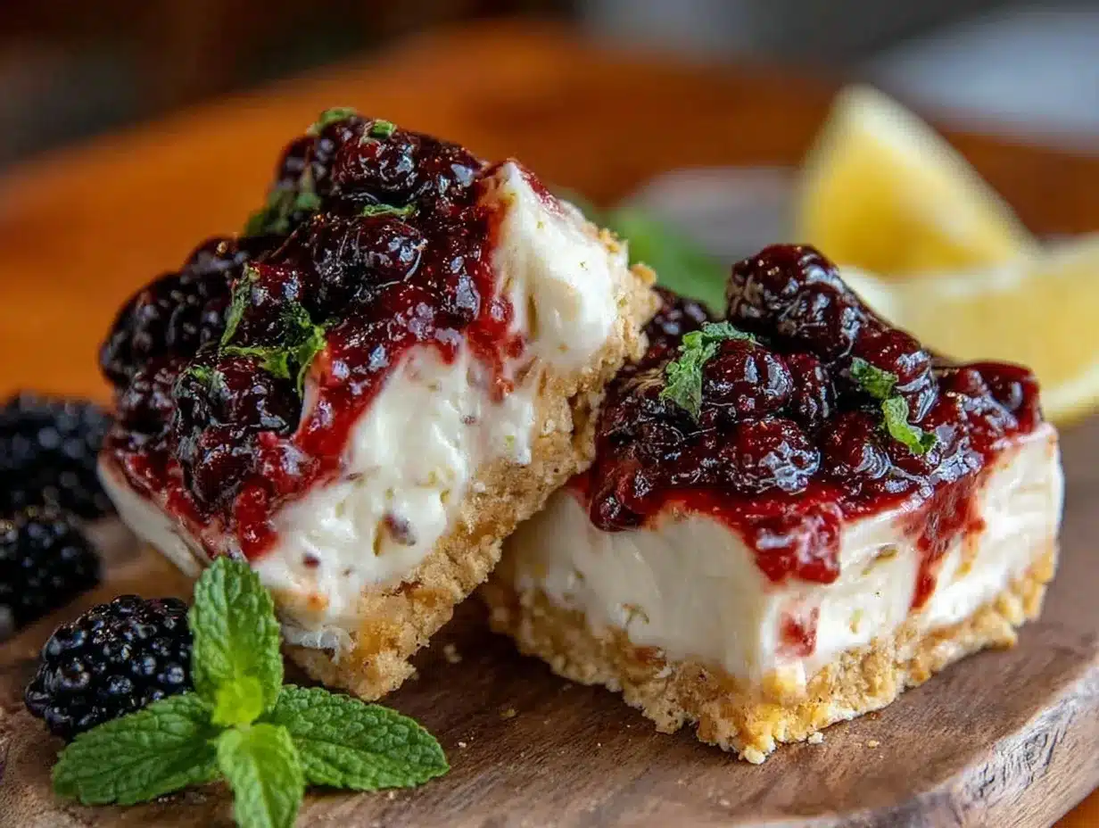 no-bake blackberry cheesecake bars preparation steps