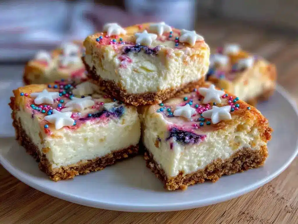 patriotic cheesecake bars - featured image