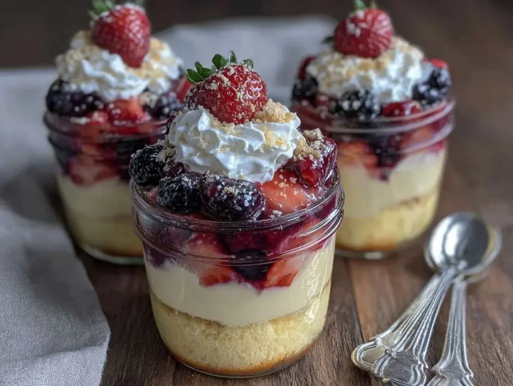 red white and blue berry trifle - featured image