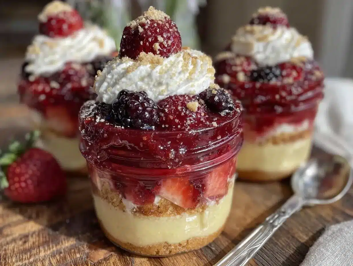 red white and blue berry trifle preparation steps