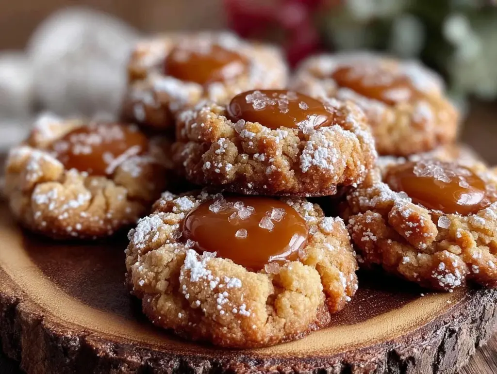 salted caramel thumbprint cookies - featured image