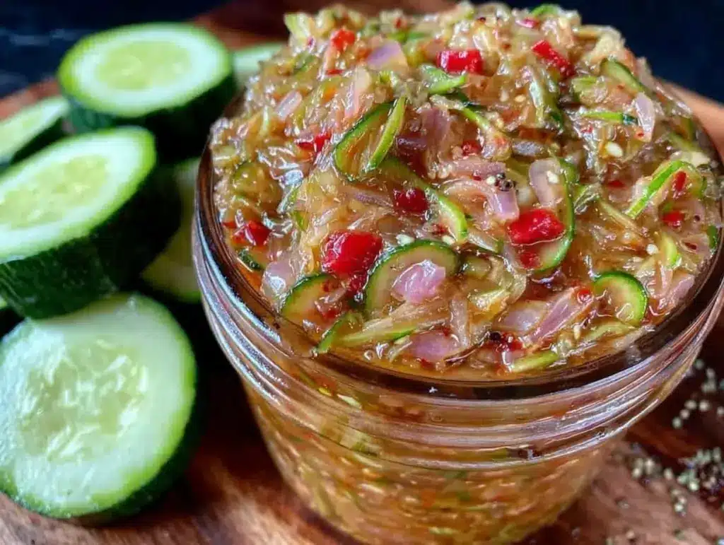 shredded zucchini relish - featured image