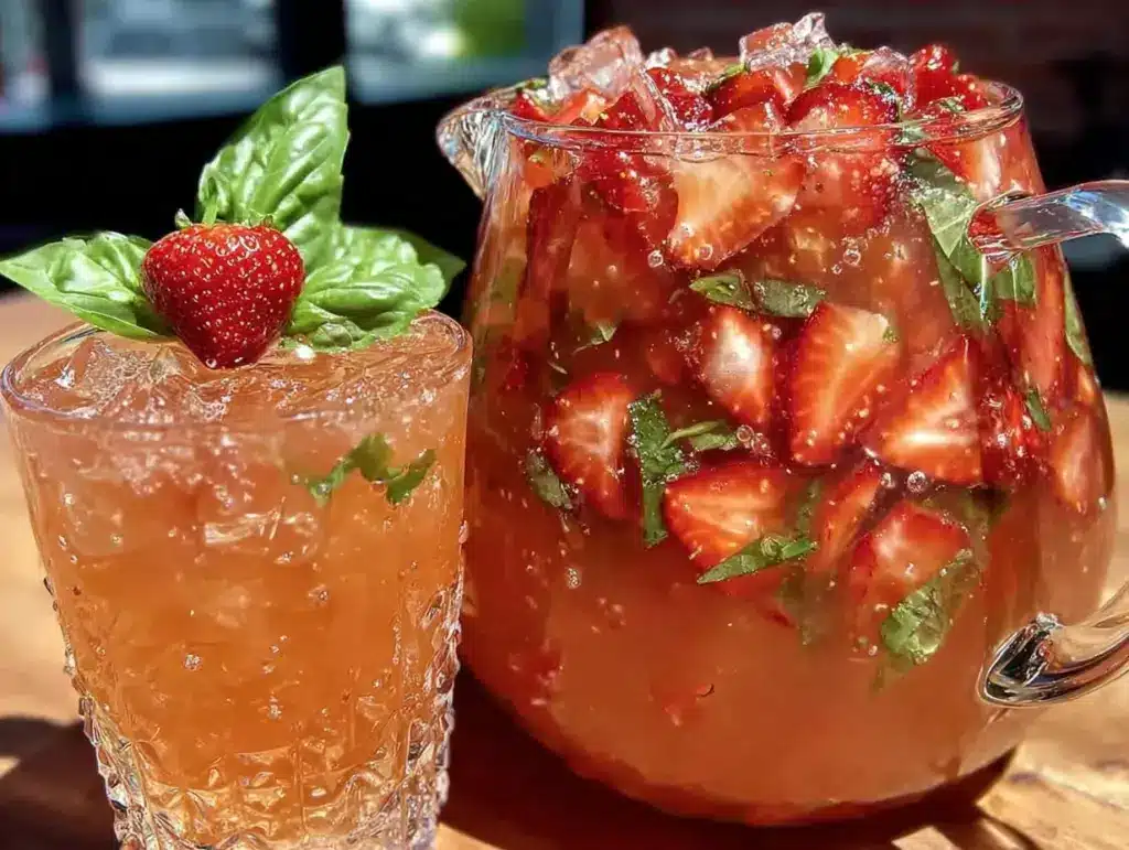 strawberry basil lemonade pitcher - featured image