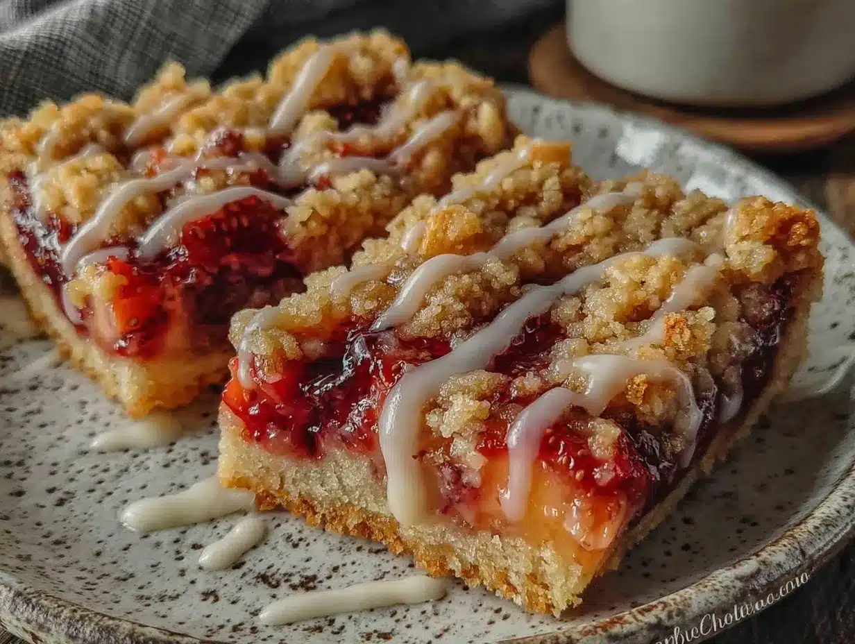 strawberry rhubarb crumble bars preparation steps