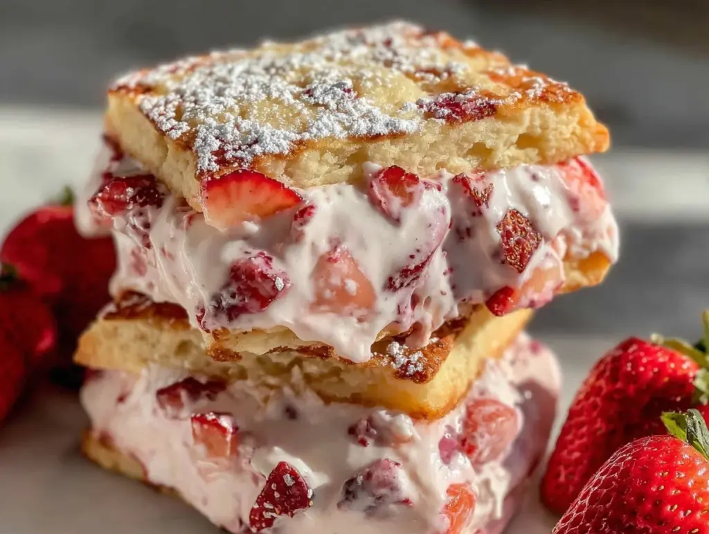 strawberry shortcake ice cream sandwiches - featured image