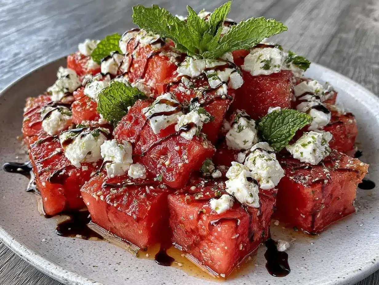 watermelon feta mint salad preparation steps
