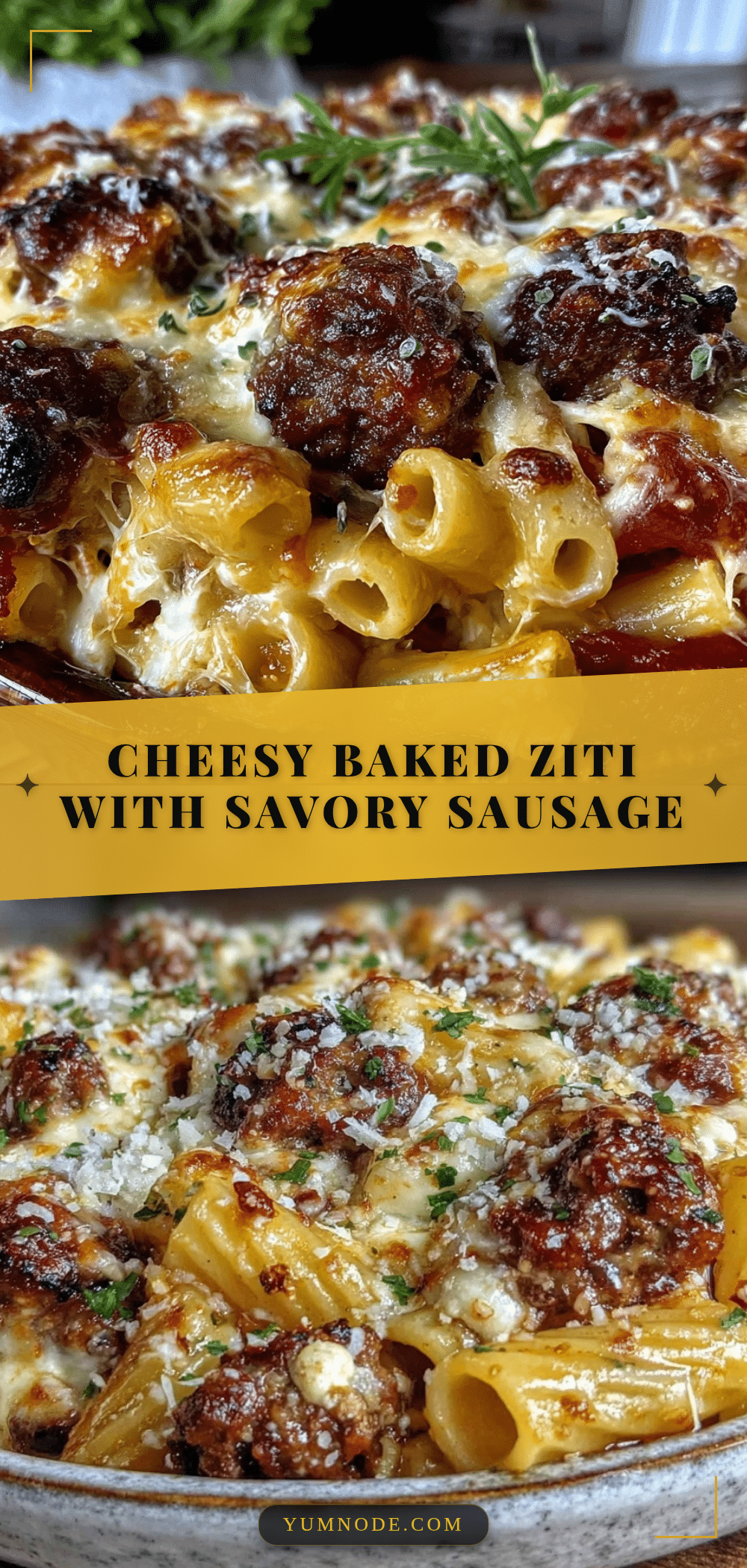 baked ziti with three cheeses and italian sausage recipe