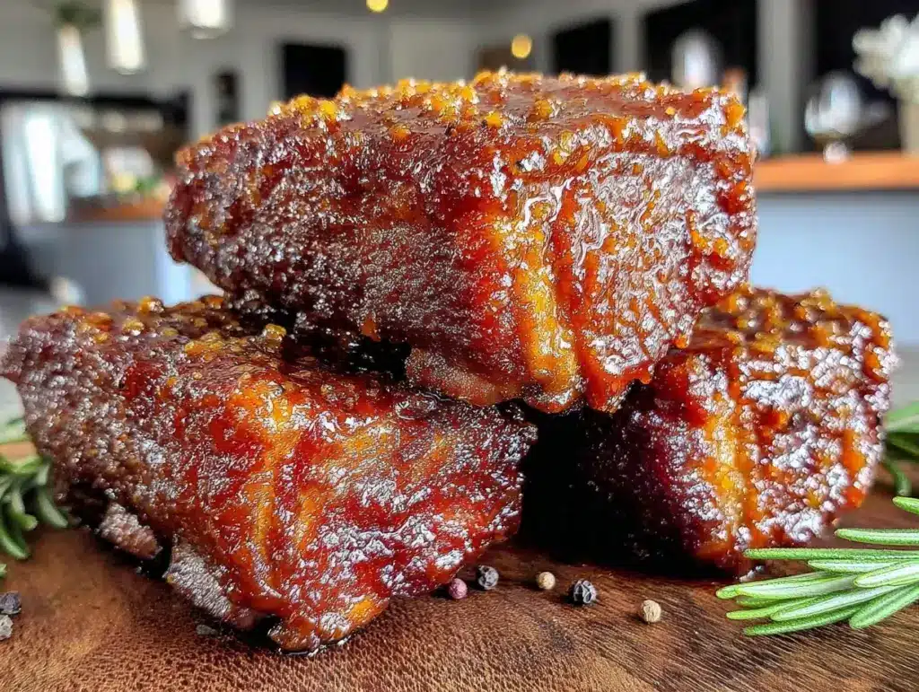 brown sugar bourbon glazed baby back ribs - featured image