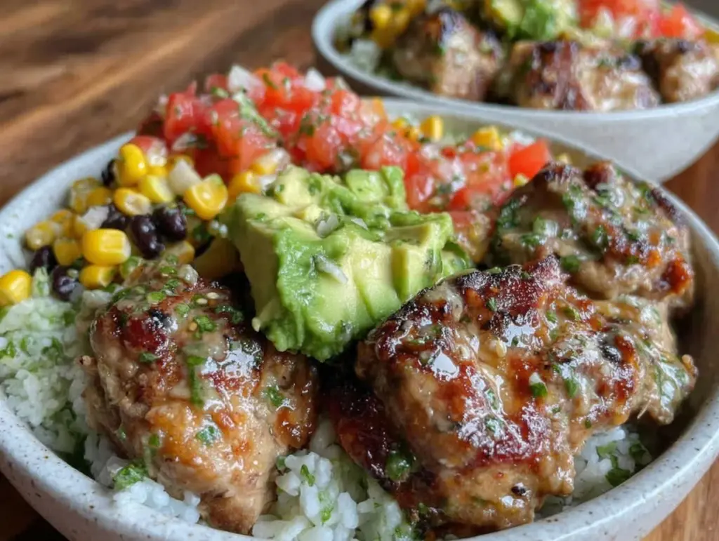chicken burrito bowls - featured image