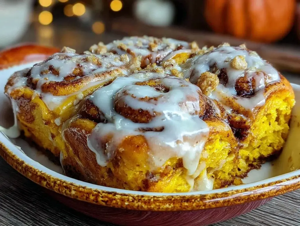 cozy pumpkin cinnamon roll bake - featured image