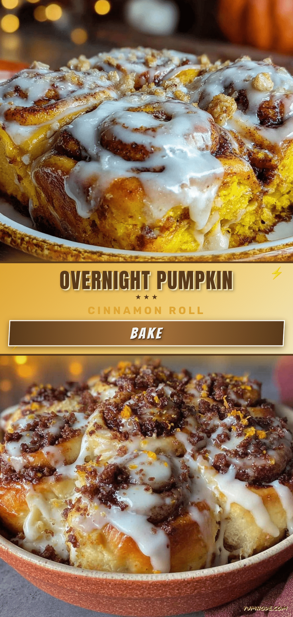 cozy pumpkin cinnamon roll bake recipe