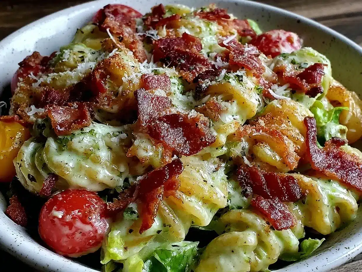 creamy blt pasta salad preparation steps