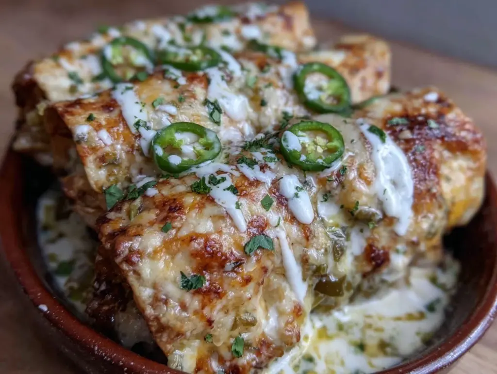 creamy green Hatch chile cheese enchiladas - featured image