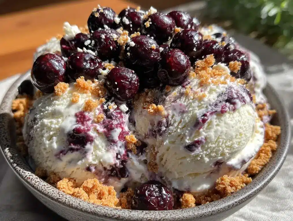 creamy huckleberry cheesecake ice cream - featured image