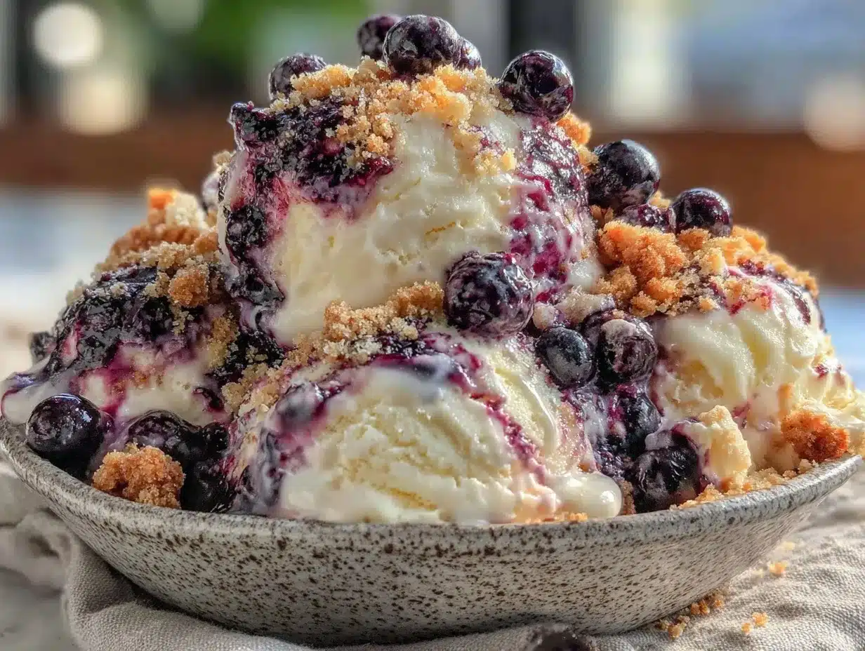 creamy huckleberry cheesecake ice cream preparation steps