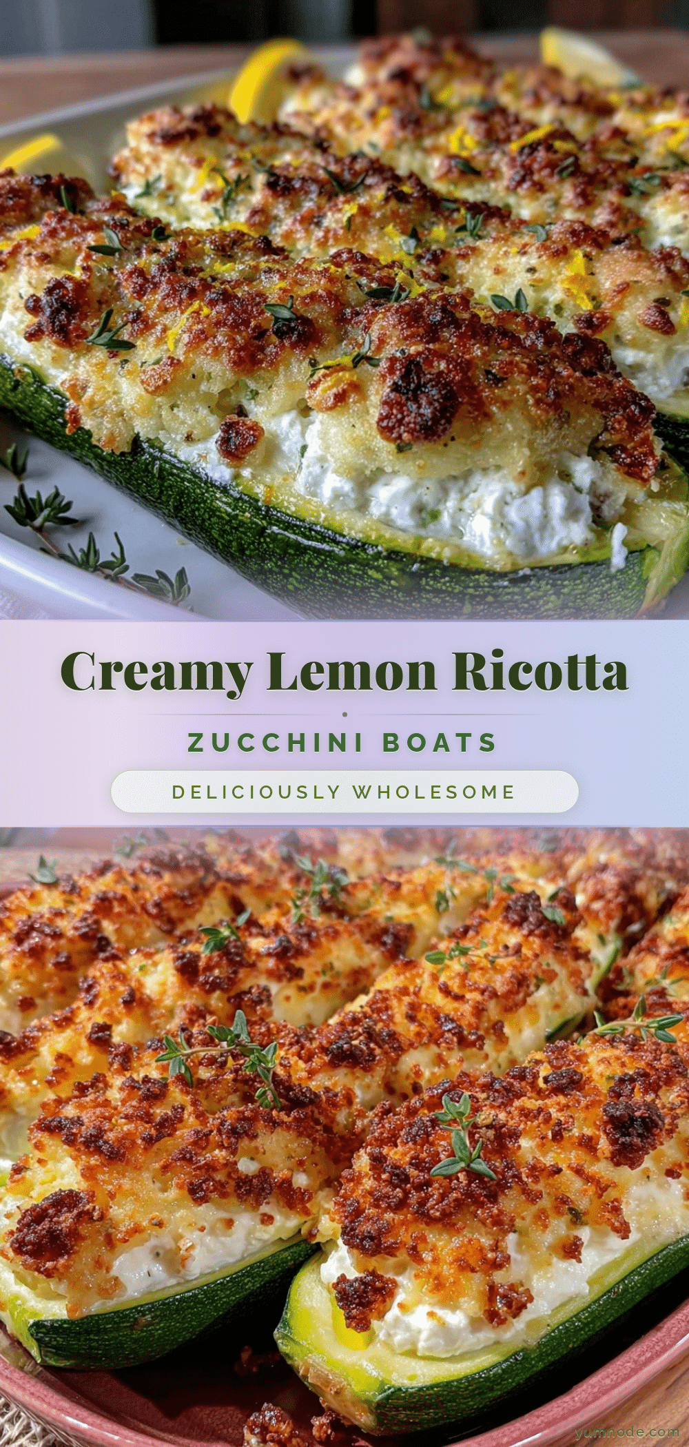 creamy lemon ricotta stuffed zucchini boats recipe